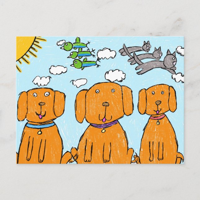 "Cachorros ao Sol" Cartão Postal Feliz (Frente)