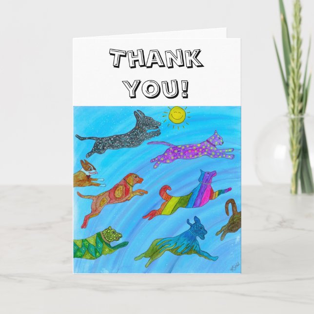 Cachorros e Gatos Bonitos Pulando para Cartão de S (Frente)