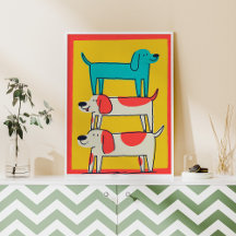 Cachorros empilhados Muralha Pets Poster