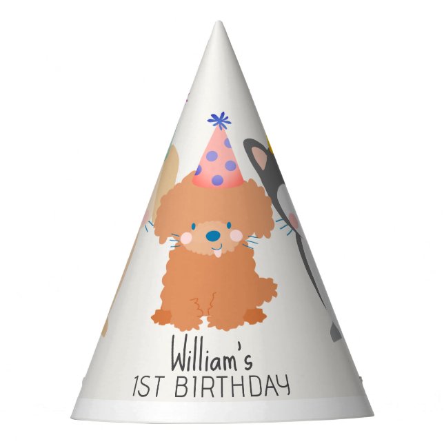 Cachorros Festa de aniversário Chapéu (Frente)
