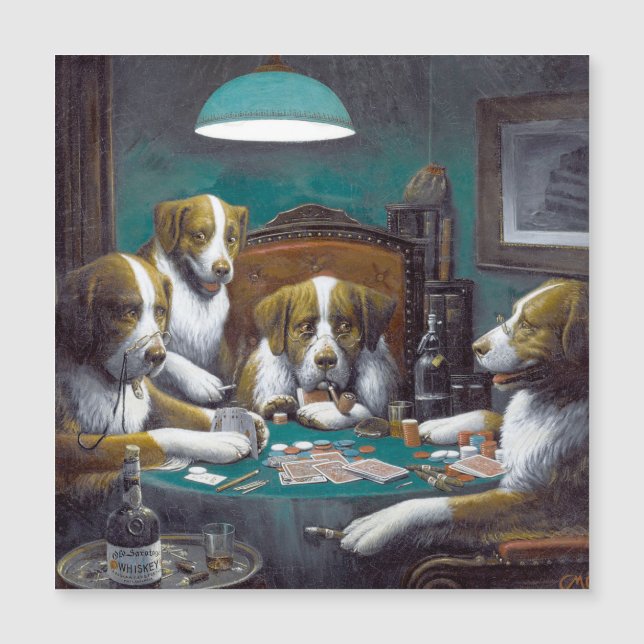 Cachorros Jogando Poker Cartão Magnético (Frente)