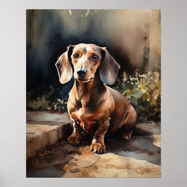 Cachshund Dog Art Impressão (Frente)