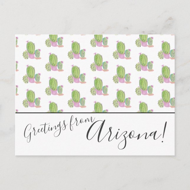 Cacto De Aquarela Movimentamos Cartões De Posto De (Frente)