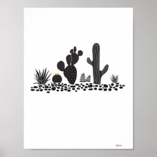 Cacto e poster pretos & brancos dos Succulents