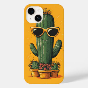 Cacto legal com óculos de sol e flores