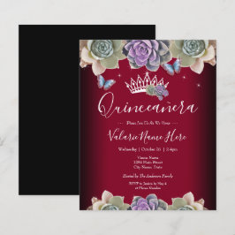 Cactus e Butterfly Elegante Quinceanera Invitation