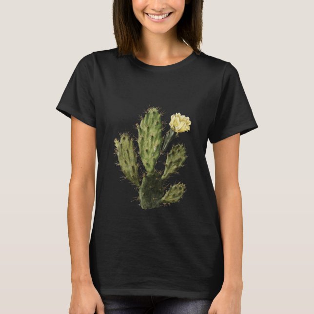 Cactus Flower Vintage Desenhando T-Shirt (Frente)