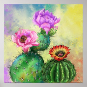 Cactus Flowers Poster Impressão
