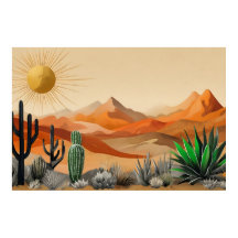 Cactus no Poster da Ilustração do Deserto