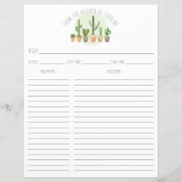 Cactus Plantas Suculentas Cartão de Receita Inserç