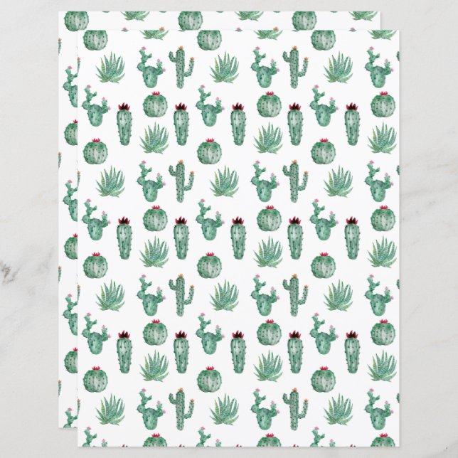 Cactus Scrapbook Paper (Frente/Verso)