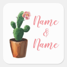 Cactus Stickers Pink Etiquetas de casamento Cactos