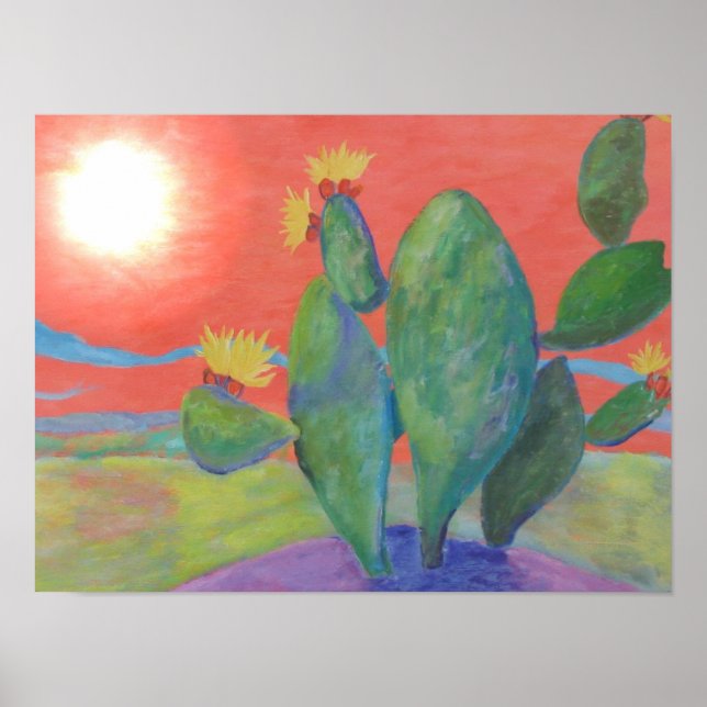 Cactus Sunset Poster (Frente)