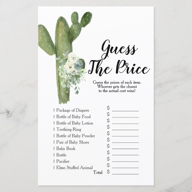 Cactus Taco sobre o amor adivinha o jogo do preço (Frente)