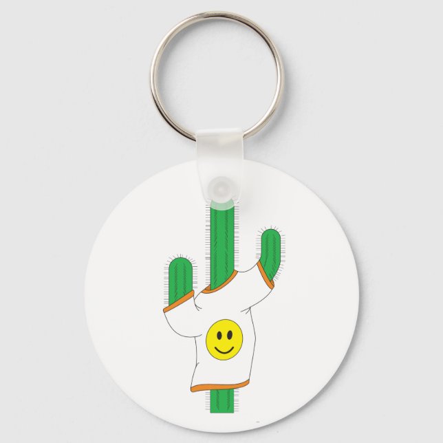 Cactus vestindo um chaveiro de camisa de rosto fel (Frente)