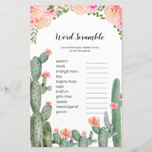 Cactus Watercolor Jogo do Word Scramble