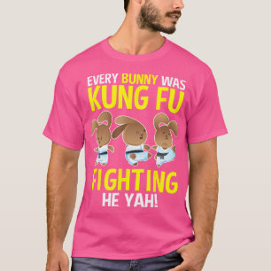 Cada Coelhinho Era Kung Fu Lutando Camisa Bunny Ra