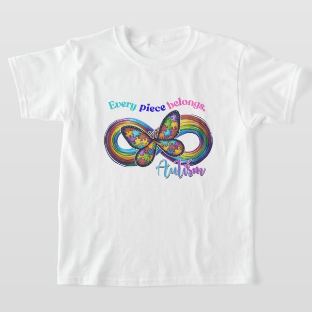Cada Peça Brilha – Camiseta Borboleta Autismo (Postura )