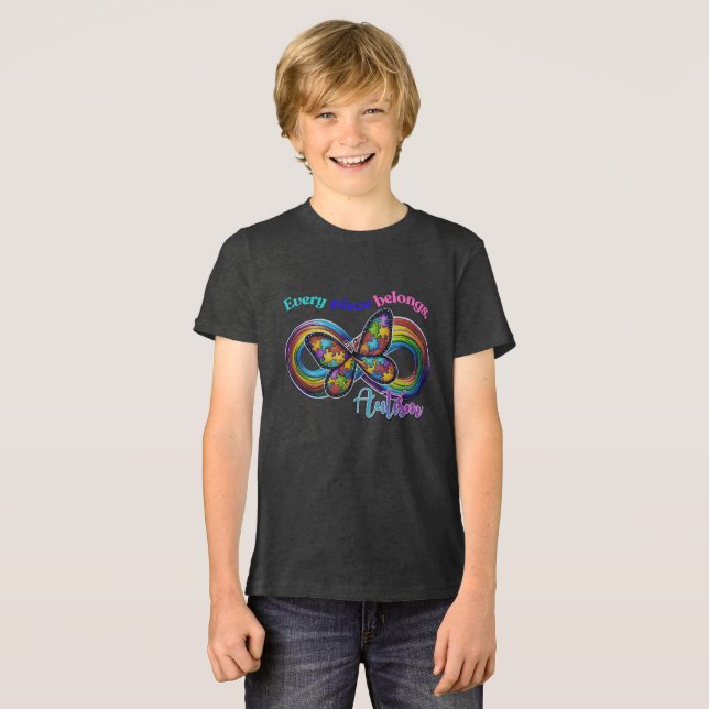Cada Peça Brilha – Camiseta Borboleta Autismo (Frente Completa)