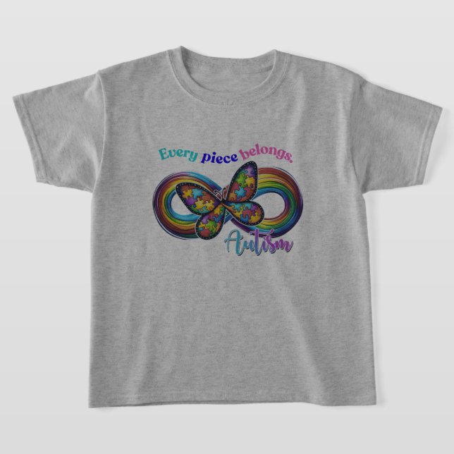 Cada Peça Brilha – Camiseta Borboleta Autismo (Postura )