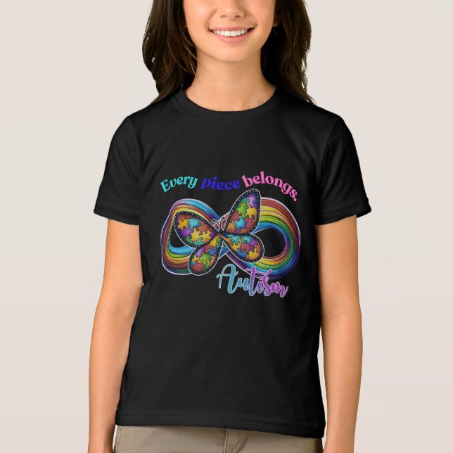 Cada Peça Brilha – Camiseta Borboleta Autismo (Frente)
