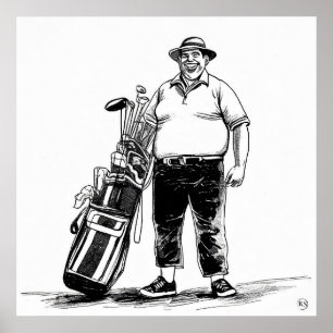 Caddie de Golfe - Impressão de Arte de Golfe