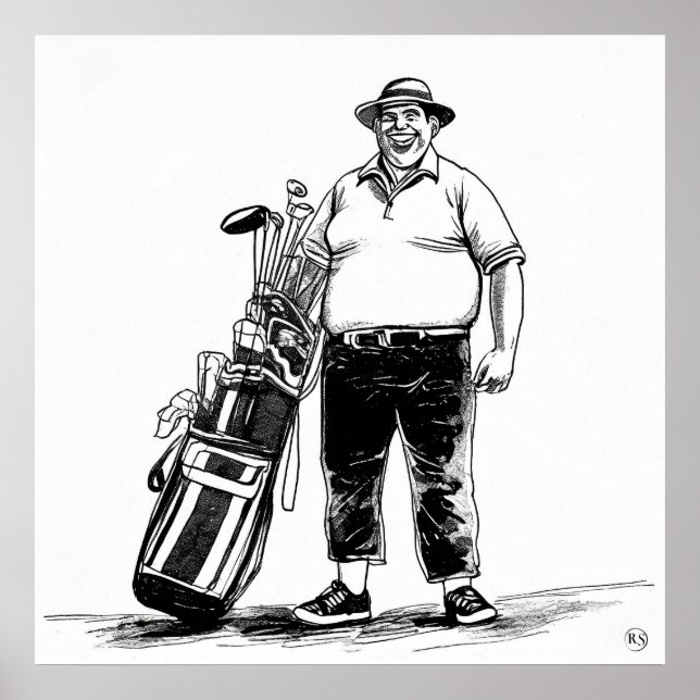 Caddie de Golfe - Impressão de Arte de Golfe (Frente)