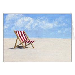 Cadeira de praia vermelha pintura, cartão de senti