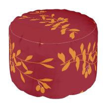 Folhas de galho da silhueta laranja na bolsa verme