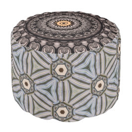 Cadeira Puff Redonda Preto floral abstrato w/Shades do teste padrão das