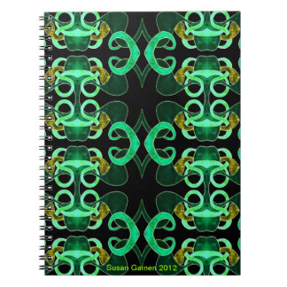 Caderno abstrato verde da flor de lis