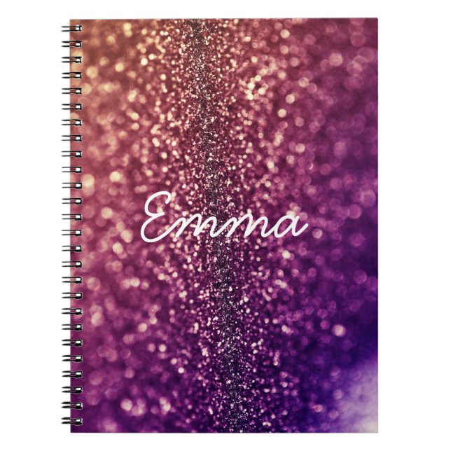 Caderno bling conhecido roxo do brilho de EMMA (Frente)