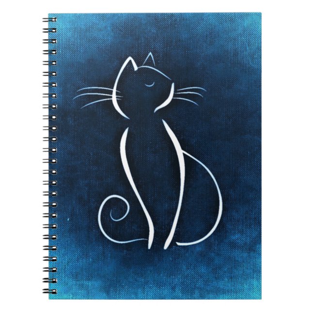 Caderno branco abstrato do gato (Frente)