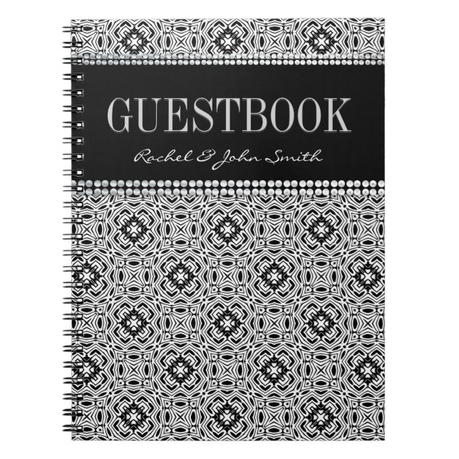 Caderno branco preto tribal do Guestbook do design (Frente)