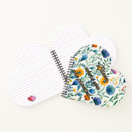 Caderno com Espiral em Formato de Coração Botânico