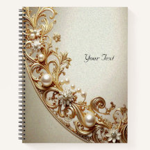 Caderno com Floreio Dourado Ornamentado