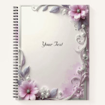 Caderno com Moldura Floral Rosa