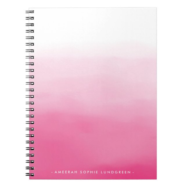 Caderno cor-de-rosa brilhante de Ombre da aguarela (Frente)