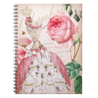 Caderno cor-de-rosa dos rosas do vintage de Marie