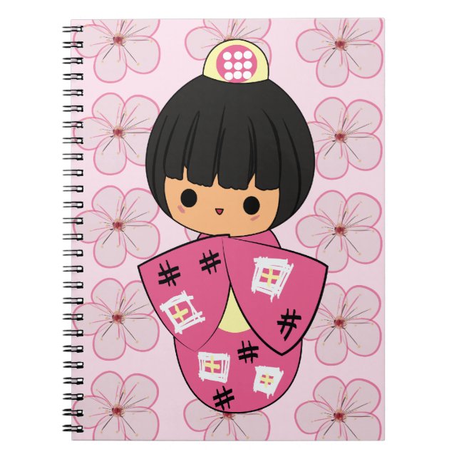 Caderno da boneca de Kawaii Kokeshi (Frente)