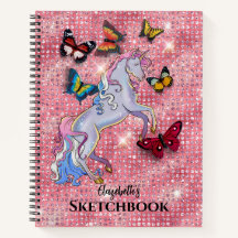 Caderno de Desenho Brilhante Unicórnio Rosa e Borb