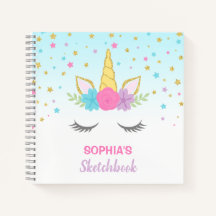 Caderno de Desenho Personalizado Infantil Unicórni