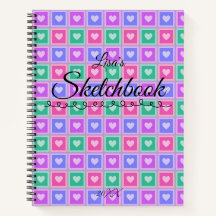 Caderno de Desenho Quadrados Coloridos Pastel com
