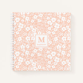 Caderno de Floral com Monograma em Vermelho
