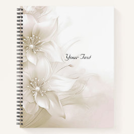 Caderno de Flores Brancas Marfim Elegantes