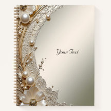 Caderno de Flores Brancas Modernas Pérolas