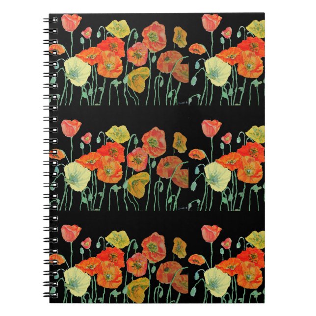 Caderno de Flores Papoulas Laranja Florais (Frente)