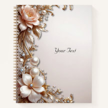 Caderno de Flores Rosa Suave e Brancas