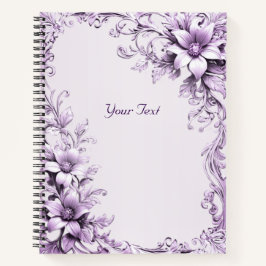 Caderno de Flores Roxas Elegantes