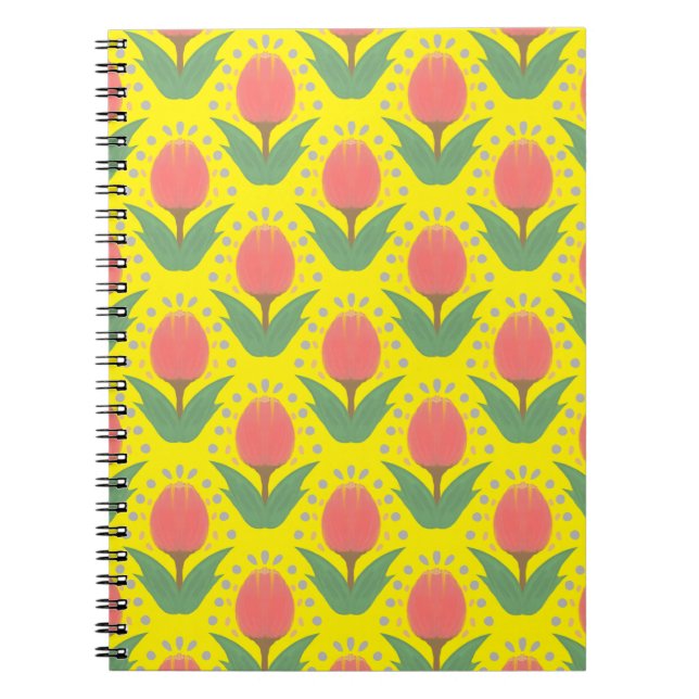 Caderno de Fotos em Espiral de Tulipas Alegres (Frente)